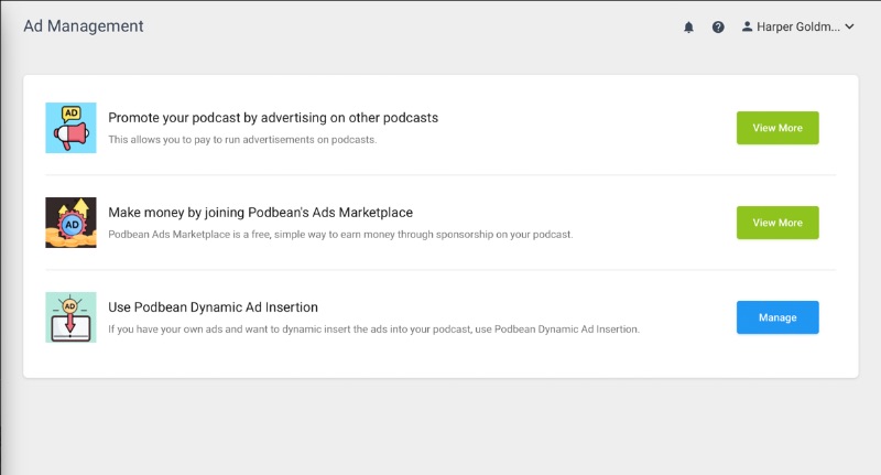 Ad management tools screenshot