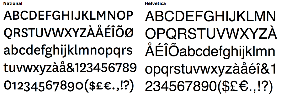 National, alternative to helvetica