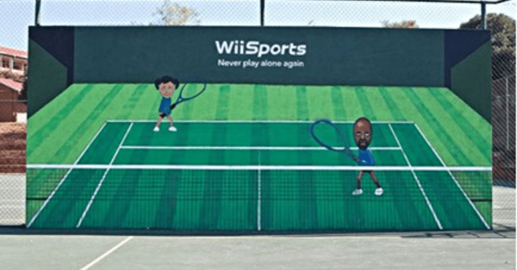 wiisports ad at tennis court