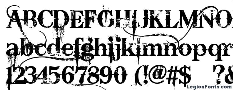 Specimen of Bleeding Cowboy bad font