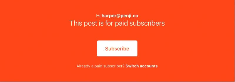 Paid subscriber pop-up on Substack