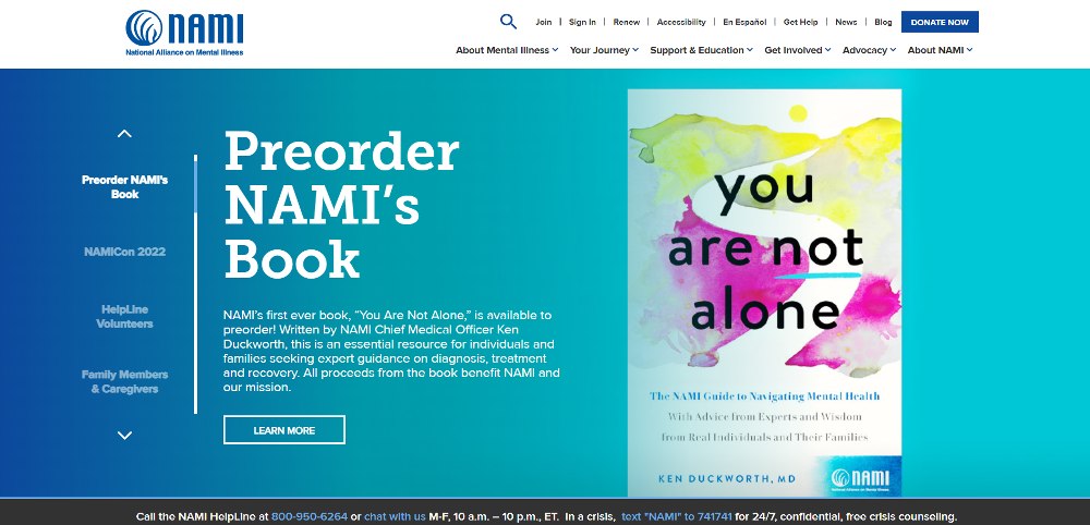 NAMI mental health website
