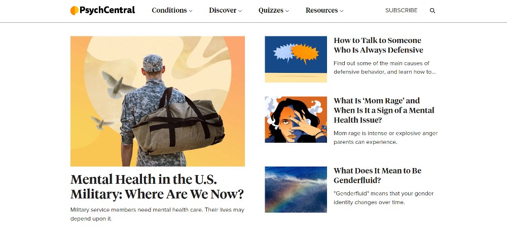 Psych Central mental health website