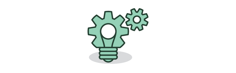 illustration of gear lightbulb