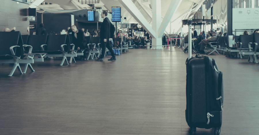 black luggage in airport