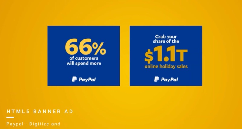 Screenshot of HTML5 banner ad for PayPal by AGCS