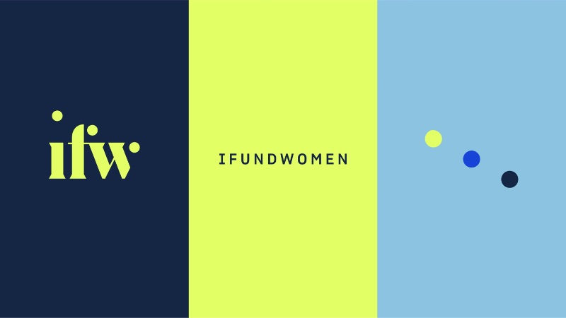 Logos and brand identity concepts for IFundWomen by Pentagram graphic design firm