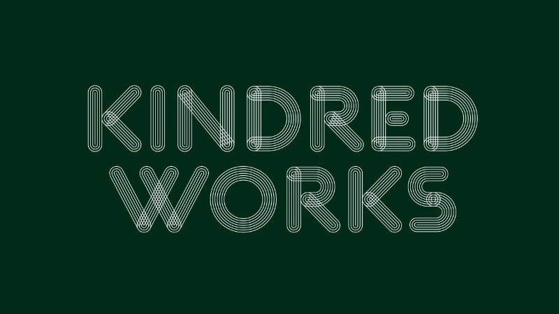 Text logo for Kindred Works, a Canadian housing project, designed by Winkreative