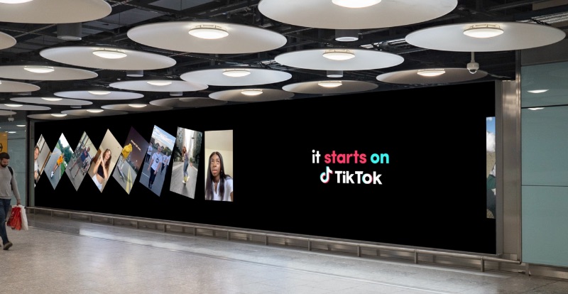 Still image of an OOH digital screen ad for TikTok designed by Wolff Olins