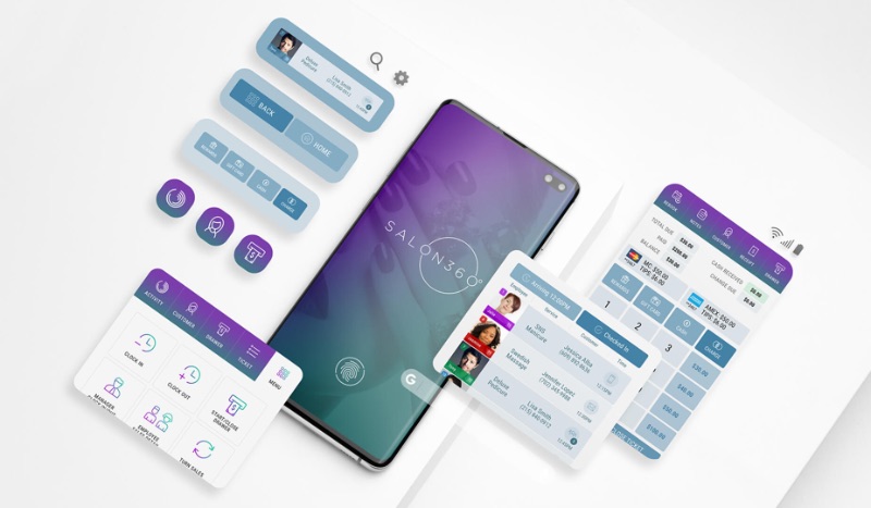 Mobile app branding and graphic design for Salon 360 created by Xhilarate