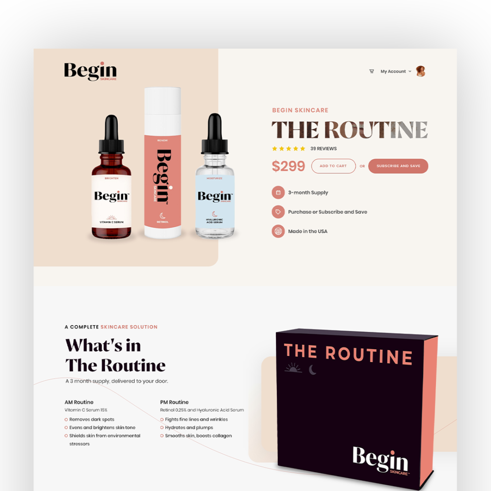 Begin Skincare web design