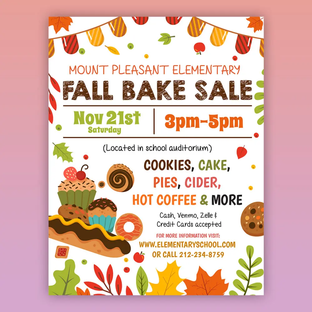 Flyer - Fall Bake Sale - Unlimited Graphic Design Service