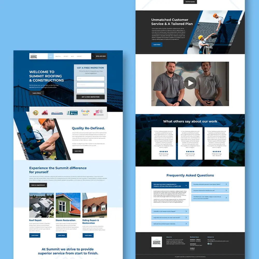 Summit Roofing web design - Unlimited Graphic Design Service