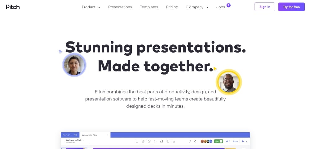 ai presentation website from pitch