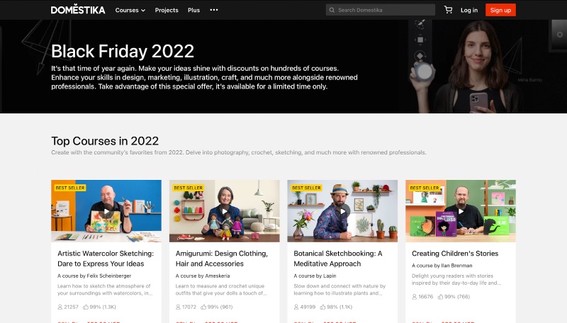 Domestika Black Friday 2022 landing page screenshot