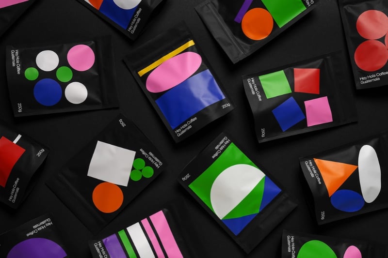 Colorful coffee packaging by Hey