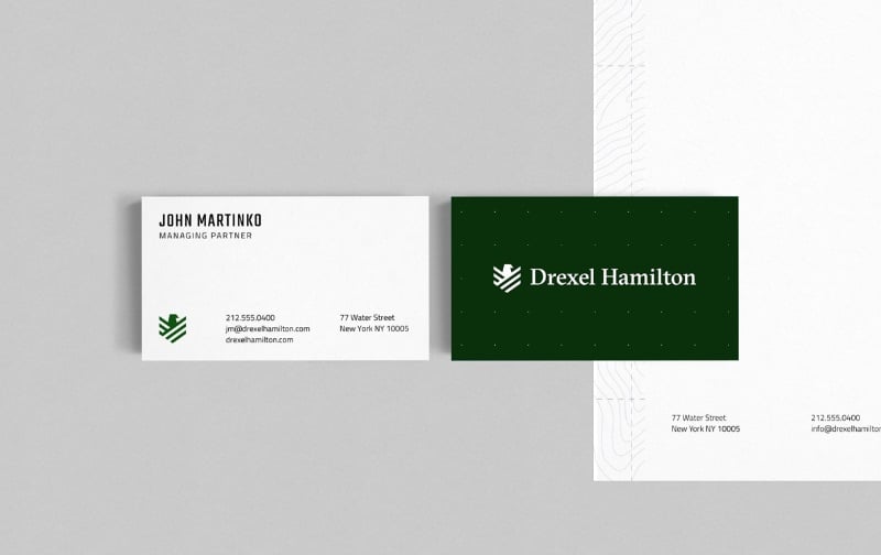 Business card design by Drexel Hamilton graphic design firm