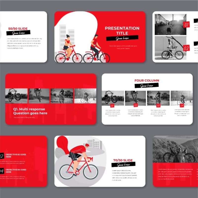 Penji presentation idea with red and white cycling theme