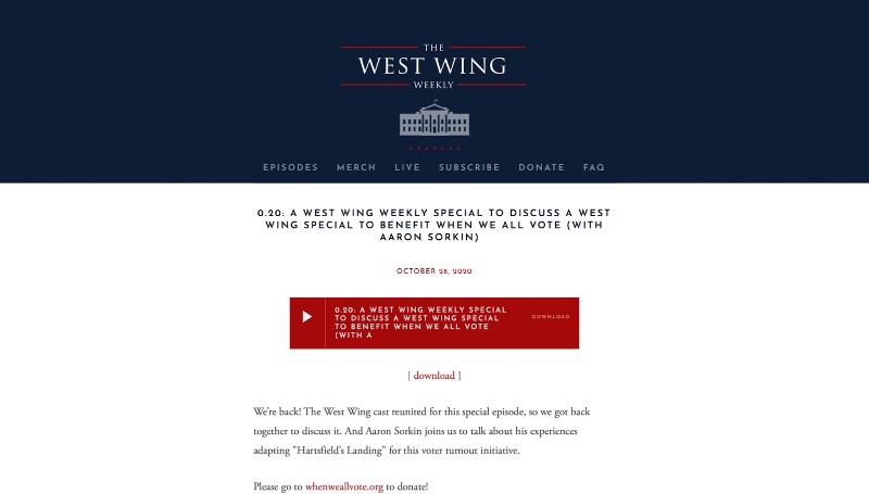 The West Wing Weekly best podcast website design