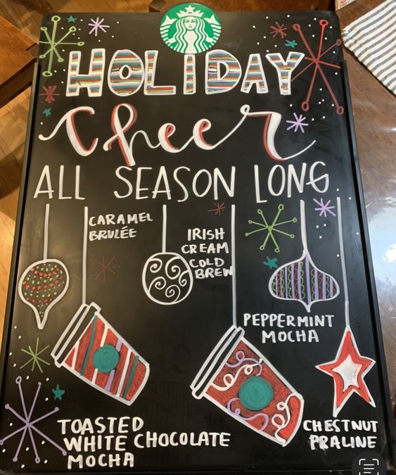 holiday promotion sign board from Starbucks
