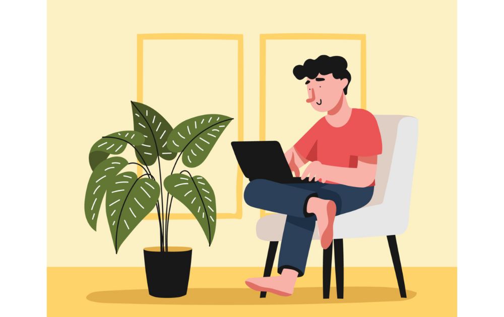 cool vector design of man working from home