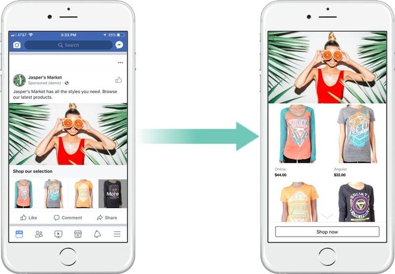 An image showing a Facebook collection ad