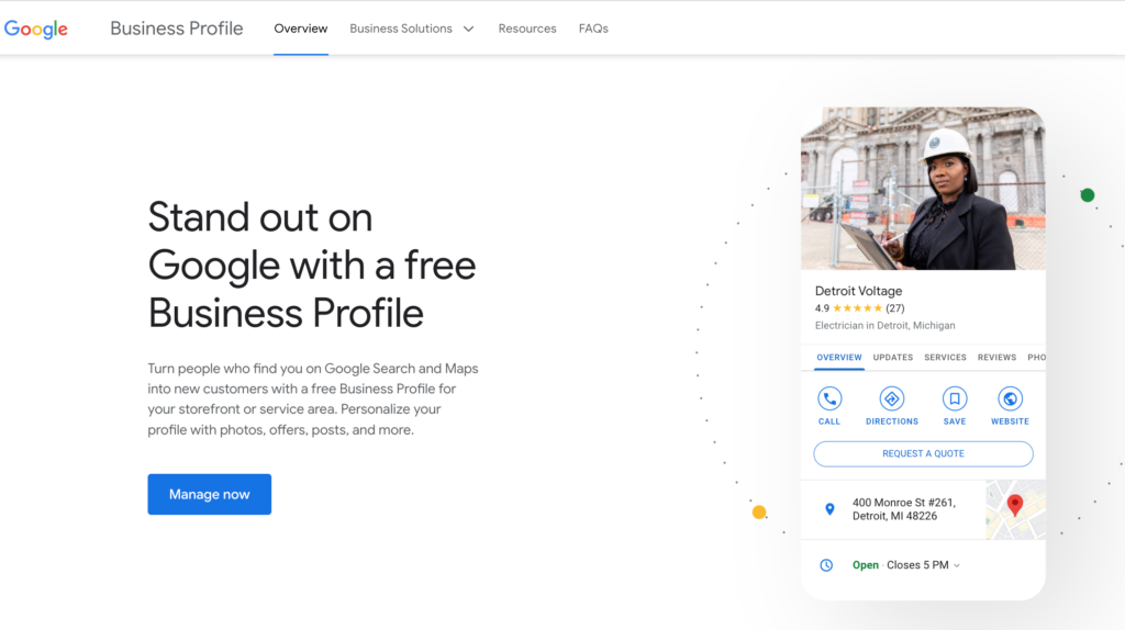 Screenshot of Google Business Profile