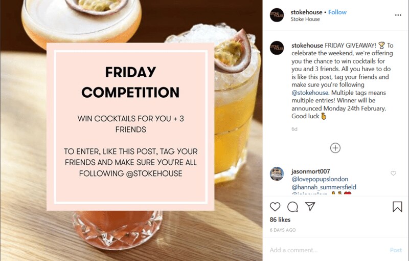 bar social media marketing example