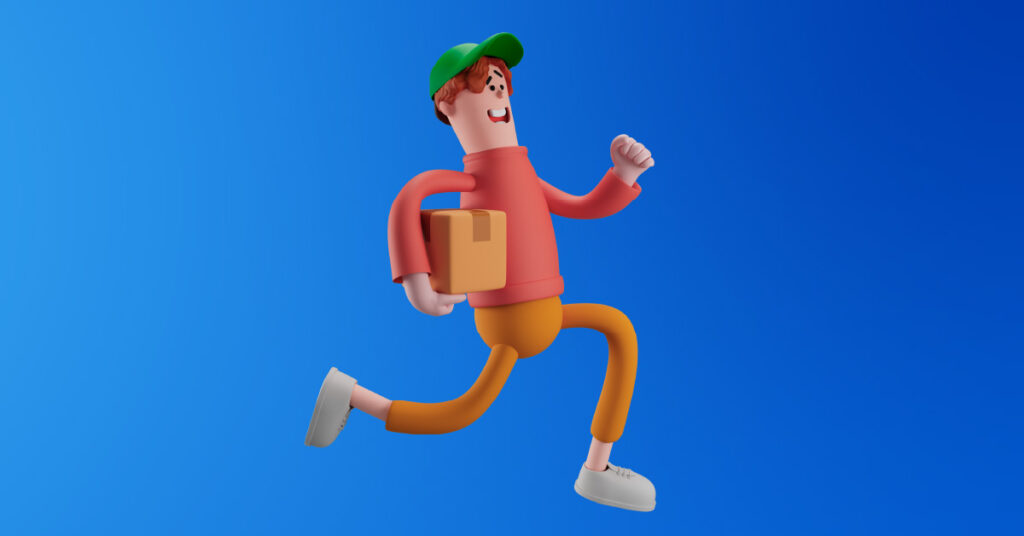 3D man carrying box