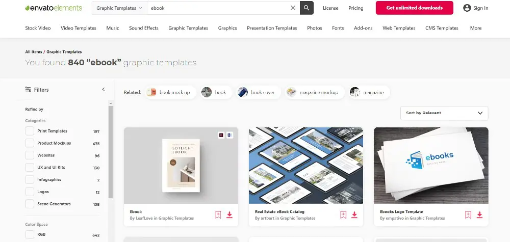 Envato Elements ebook templates 