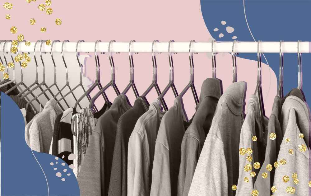 rack of gray shirts and jackets
