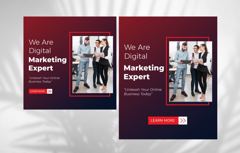 Deep red ad template for digital marketing experts