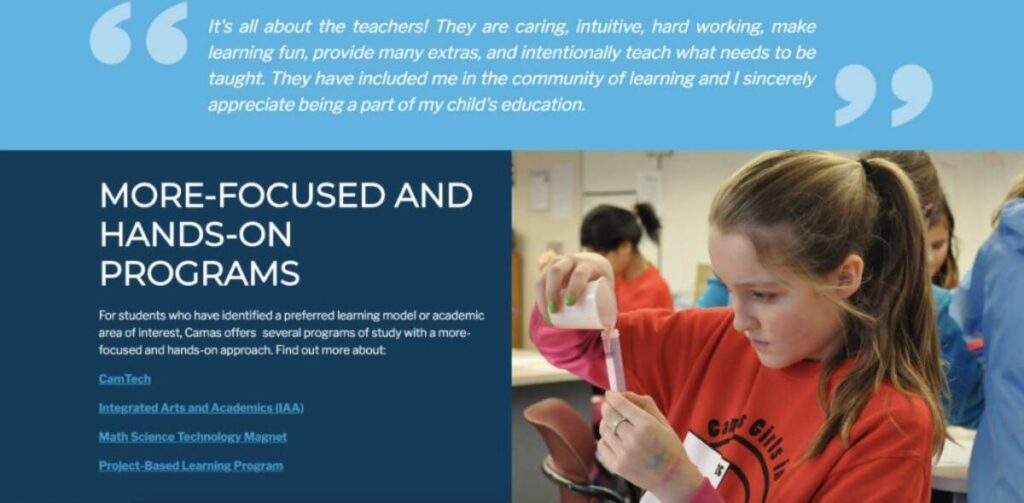 school homepage example