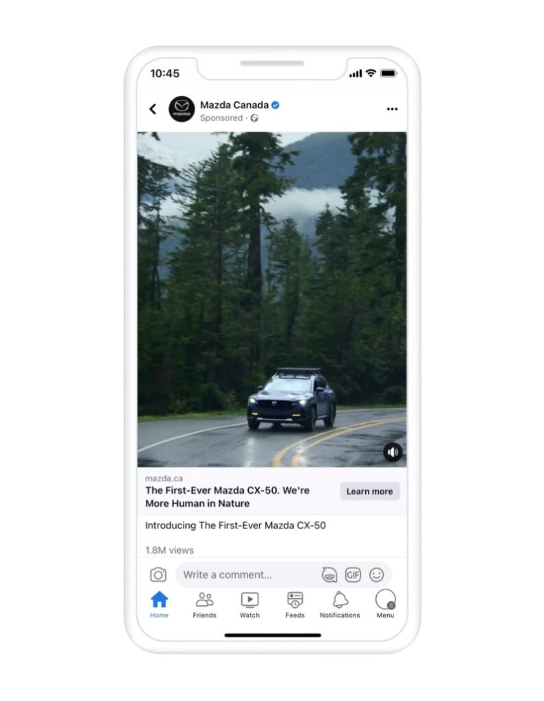 Facebook video ad example