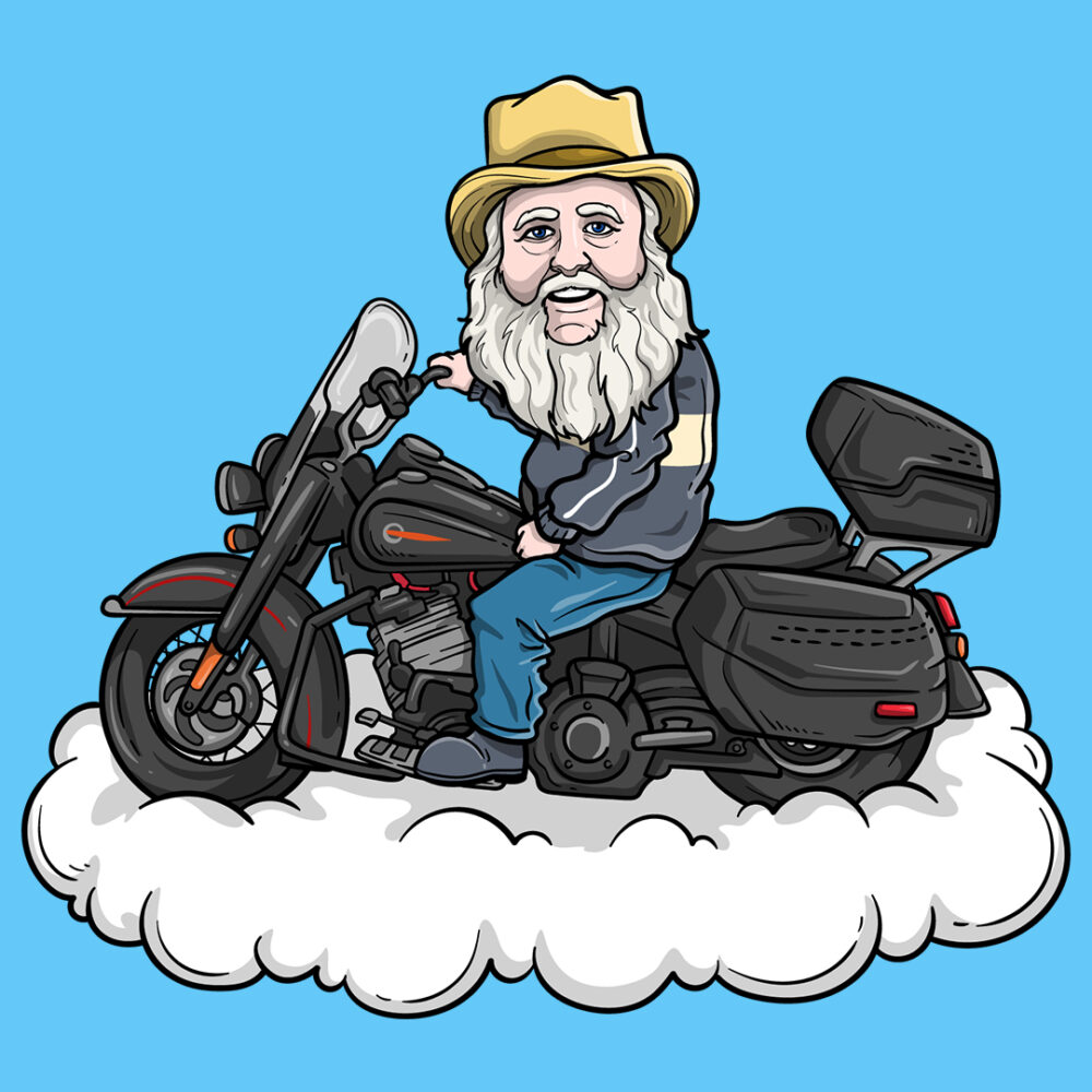 Oldman Riding Motorcycle Illustrations
