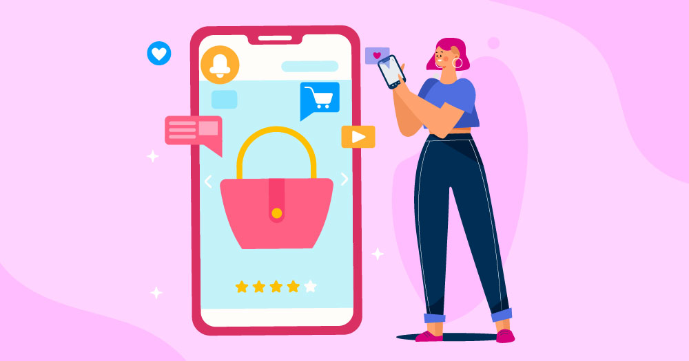 illustration of social media marketer working