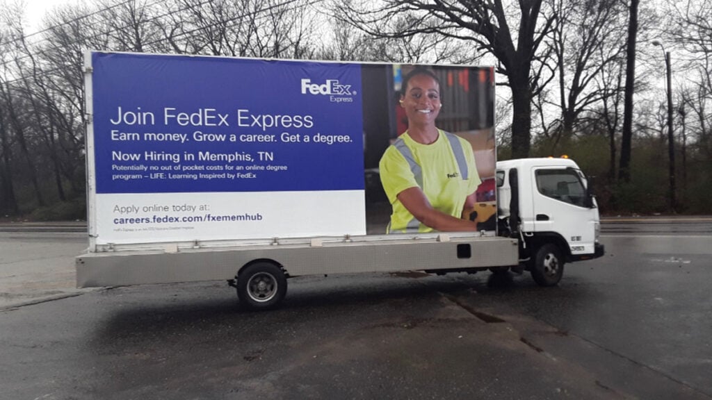 Mobile billboard on a truck for FedEx