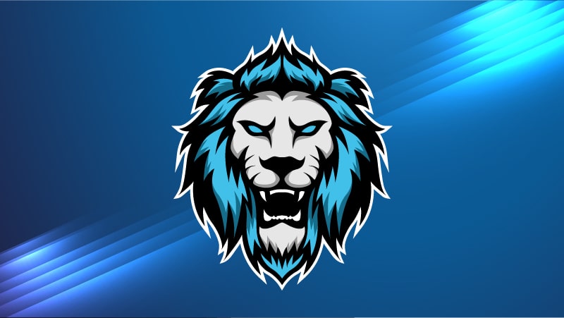 mascot design of blue lion