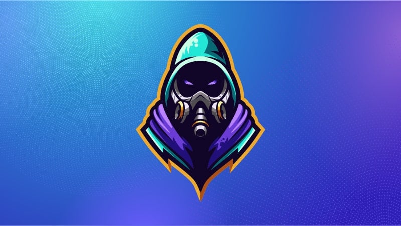 hooded figure in gas mask 
mascot design example