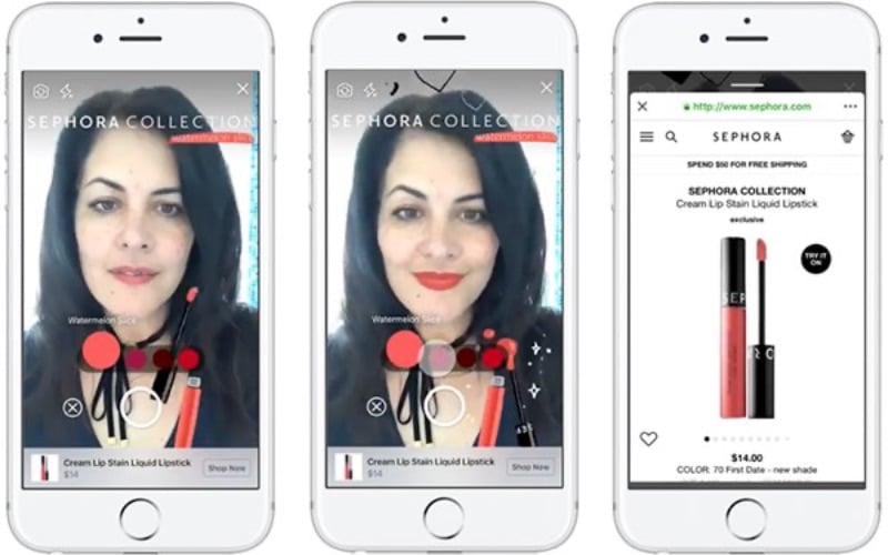 Sephora collection augmented reality filter