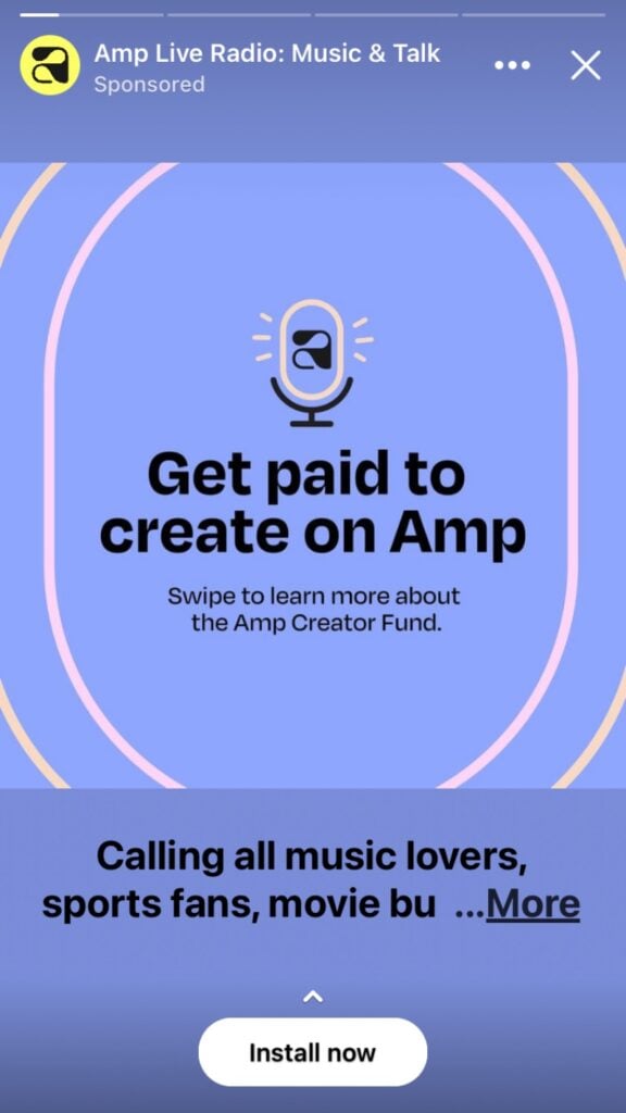 Amp Live Radio Facebook story ad