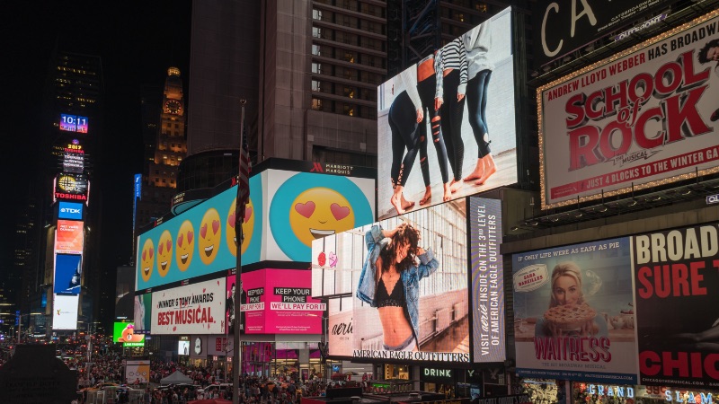 Billboards in Times Square advertising