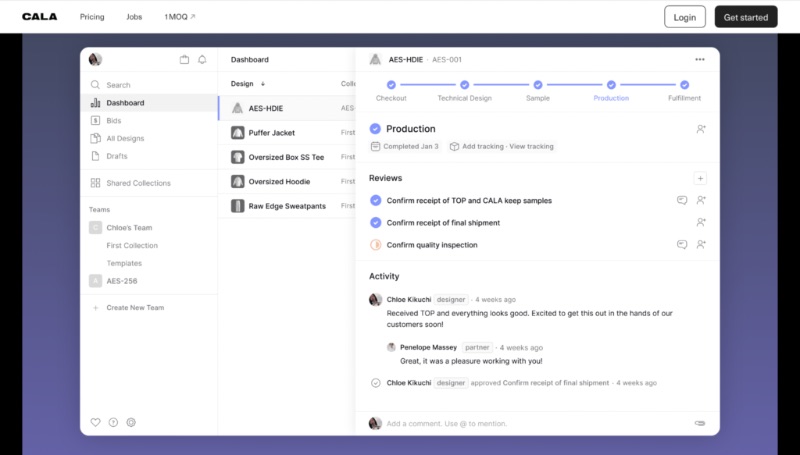 CALA website business dashboard screenshot