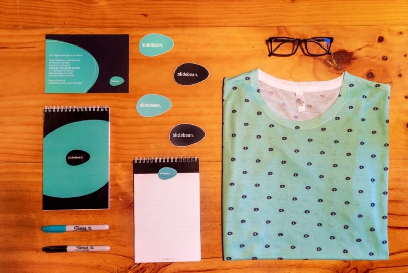 Various branded items showcasing a brand's identity