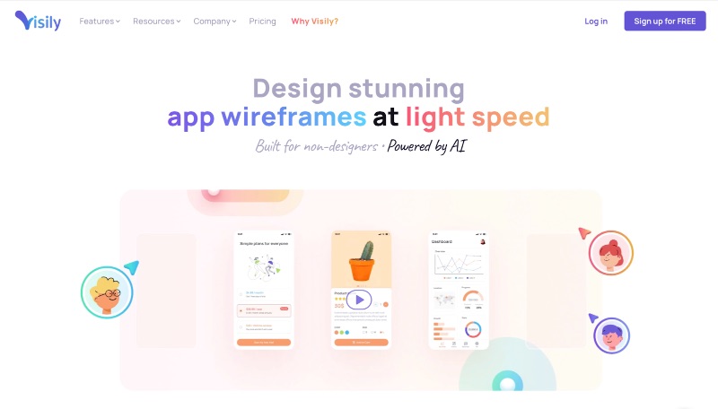 Visily AI graphic design app wireframes