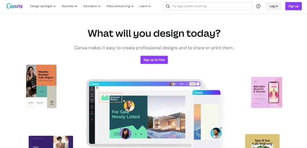 canva homepage