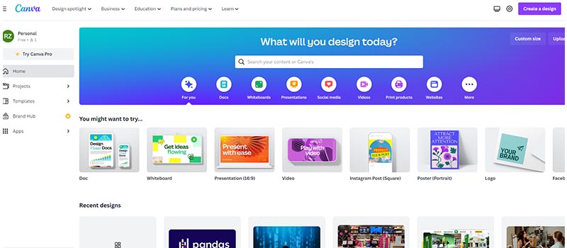 canva dashboard