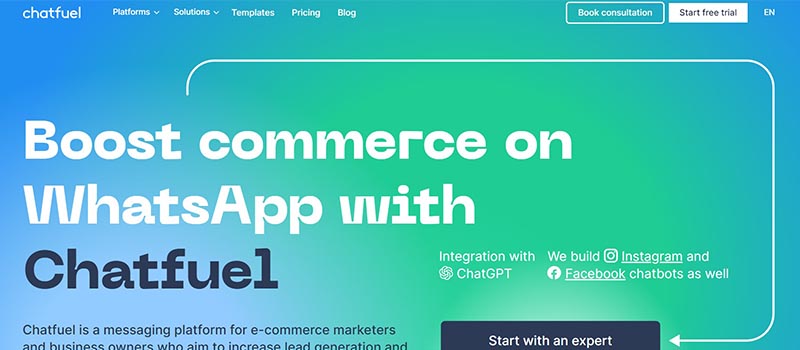 chatfuel landing page