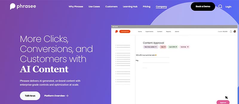 phrasee landing page