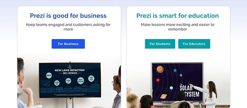 prezi landing page